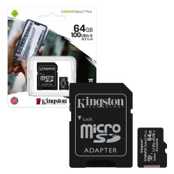 Kingston Canvas Select Plus 64GB Micro SD UHS-I (U1) Flash Card with Adapter
