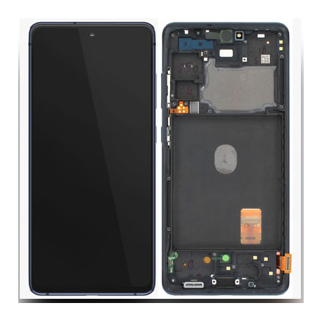 Genuine Samsung Galaxy S20 FE 5G (SM-G781) Complete lcd with frame in Cloud Navy - Part no: GH82-24215A, GH82-24214A