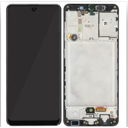 Genuine Samsung Galaxy A31 (SM-A315) lcd and touchpad with front frame in Black - Part no: GH82-22761A, GH82-22905A, GH82-24455A