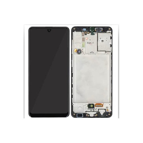 Genuine Samsung Galaxy A31 (SM-A315) lcd and touchpad with front frame in Black - Part no: GH82-22761A, GH82-22905A, GH82-24455A