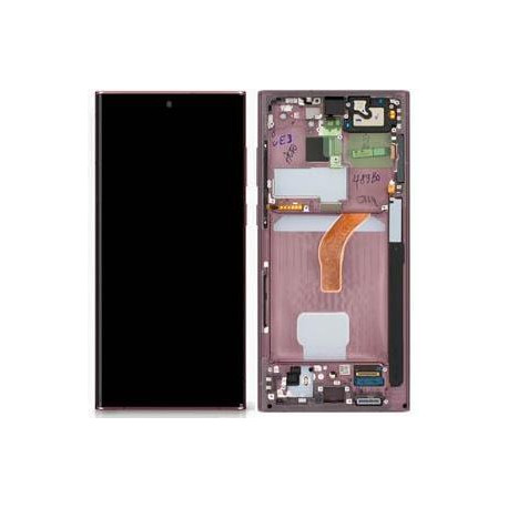 Genuine Samsung Galaxy S22 Ultra (S908B) Complete lcd with frame in Burgundy - Part no: GH82-27488B,GH82-27489B